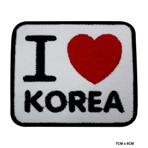 I LOVE KOREA Logo Patch Badge Embroidered Applique For Clothes