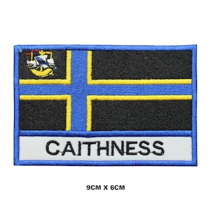 CAITHINESS County Flag Iron/Sew On Patch Badge Embroidered Applique For Clothes