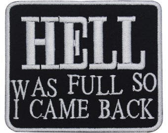 Parche bordado con el logotipo de Hell Was Full para ropa
