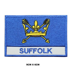 SUFFOLK Country Flagge Aufnäher zum Aufbügeln / Aufnähen Abzeichen gestickte Applikation für Kleidung