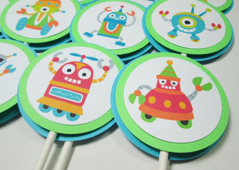 Robot Cupcake Toppers Etsy