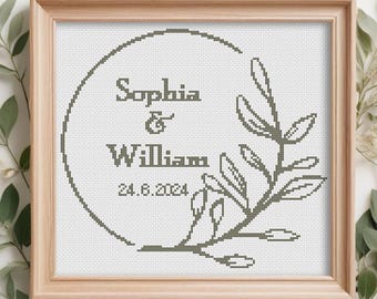 Personalized Wedding Cross Stitch Pattern, Anniversary Gift (Digital Download PDF)