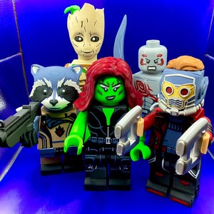 Guardians of the Galaxy / 5-Piece Brick Figure Set / Sizes from 7.5” to 11”. Intergalactic Shenanigans Included!