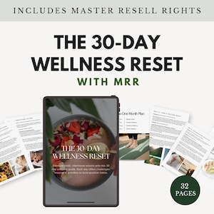 30 Day Wellness Reset eBook: MRR + PLR, Wellness Coach Resource (Digital Download, Canva Template).