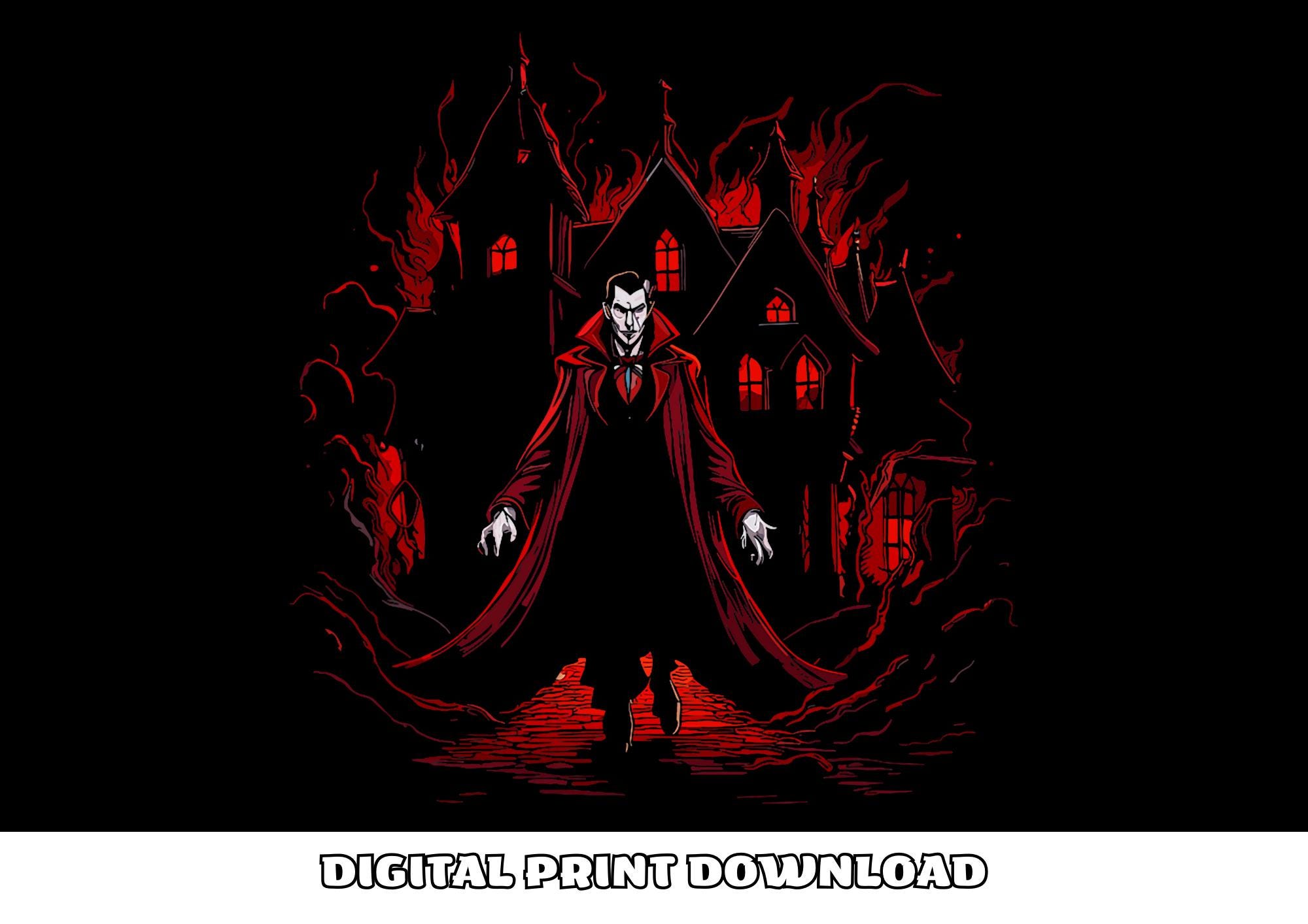 File PNG Dracula Leaving His Castle – Gothic Vampire Silhouette Digital ...
