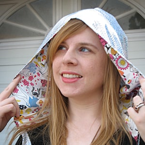 Silver Alice in Wonderland Hood - Reversible