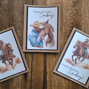 Cowboy Blank cards. Handmade western cowboy birthday cards. Happy birthday cowboy