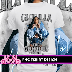 GloRilla The Glorious Tour PNG | Silver Bling 90s Rap Style Shirt Design | Transparent Background | Digital Download | Pretty Hustle PNG