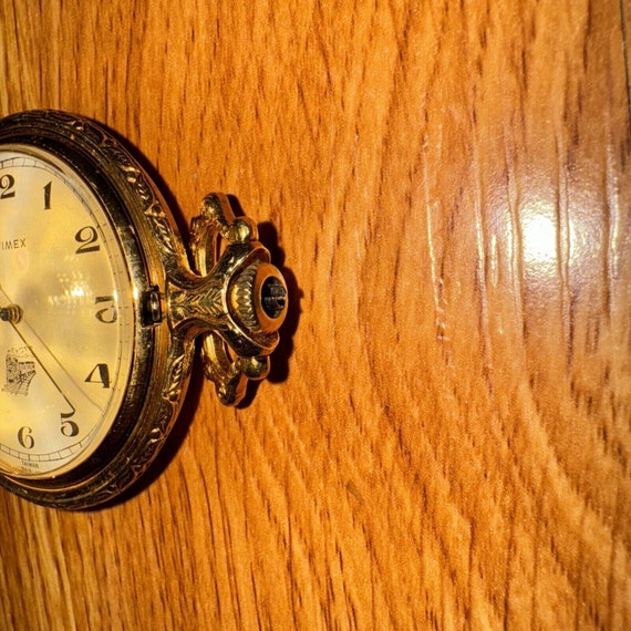 Vintage Timex Gold Tone Train Design Manual Wind up Pocket Watch RUNS Etsy