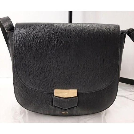 Auth CELINE Trotter Medium 179013ZMB.38NO Black Le