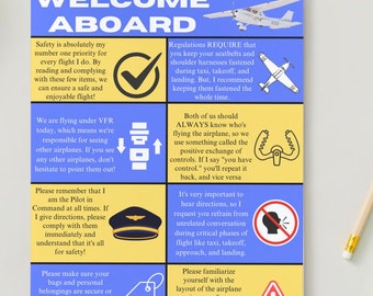 操縦志願者∶Commercial Aviation Safety 第四版 Private Pilots License Passenger Safety Briefing Cards - Etsy