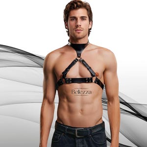 Leather Harness Men Adjustable Shoulder Harness Men, Fetish wear For Men Men&#39;s Leather Chest Shoulder and Arm Harness Bandages for Men Rave
