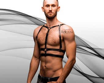 Handmade Leather Men's Shoulder Harness: Adjustable Rave Wear