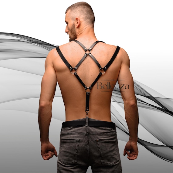 Handmade Leather Men's Chest Harness: Adjustable Rave Outfit