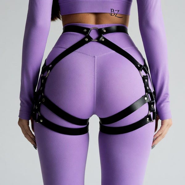 Leather Thigh Harness for Women – Adjustable High Leg Garter Belt, Rave Festival Outfit, Plus Size Available