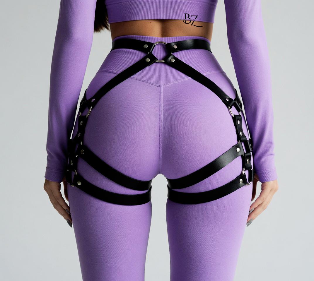 Female Handmade Leather Thigh Harness butt Belt, Adjustable High Leg Rave Accessory, Plus Size belts