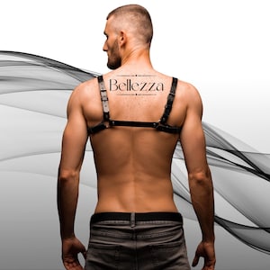 Mens Leather Lingerie Harness Men Chest Suspender, Leather Festival Harness, Gay harness, Rave Outfit.