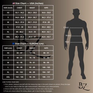 K&ouml;nnte beinhalten: Gr&ouml;&szlig;entabelle f&uuml;r Kleidung in Zoll und Zentimetern. Die Tabelle zeigt die Ma&szlig;e f&uuml;r Brust, Taille und H&uuml;fte in US-amerikanischen und europ&auml;ischen Gr&ouml;&szlig;en. Die Tabelle umfasst die Gr&ouml;&szlig;en XS, S, M, L, XL und XXL.