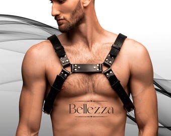 Rave Festival Harness, Burning Man Clothing for Men, Chest Harness, Gay Harness, Fetish Harness Top, Leather Shoulder Harness, Punk Harness