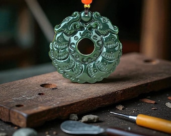 Custom Consecration Handmade Jade Dragon Fish Pendant Necklace – Unisex Lucky Amulet, Chinese Carved Jewelry