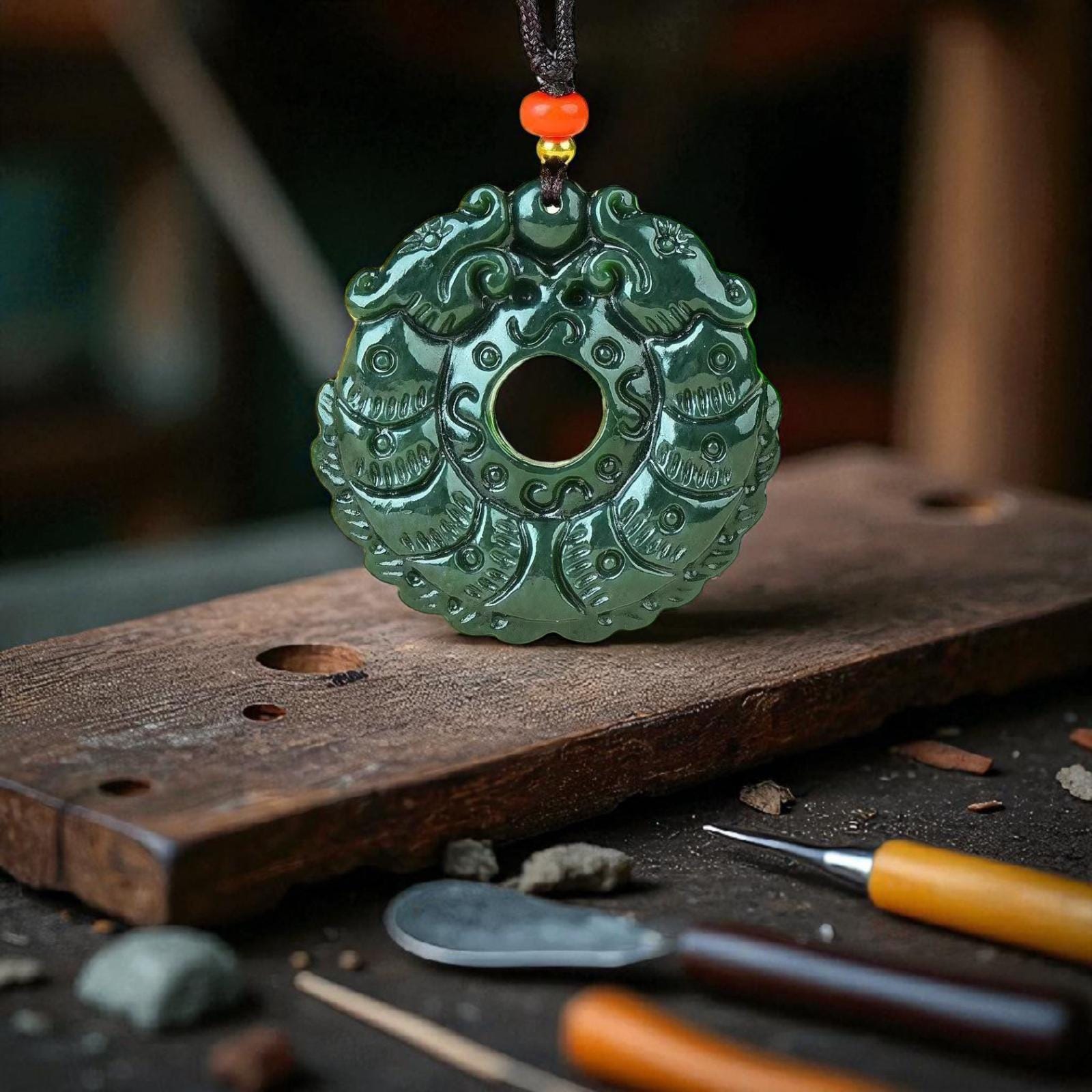 Pendentif Poisson En Jade Vert - Pierre Naturelle - Bijou Fantaisie Femme - Neuf