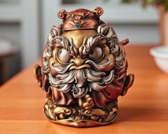 Handcrafted Zhong Kui Statue | Copper Demon Slayer Figurine | Asian Mythology Decor