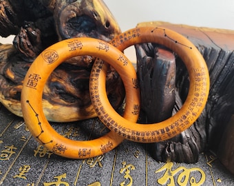 Custom Consecration Service Thunderstruck Jujube Taoist Qiankun Rings Handmade Gift Powerful Home Protection Evil Eye Ward Off Spirit