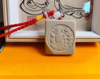 Custom Consecration Natural Songhua Stone Wealth God Pendant Necklace Gift for Prosperity Home Protection Evil Spirit Warding