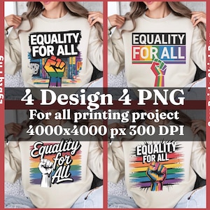 LGBTQ Equality for All PNG Bundle 4 Pride Fist Clipart Designs Sublimation Graphics for Shirts Love is Love Png Gay Pride month art png