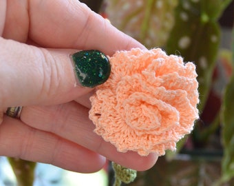 Crochet bookmark handmade peach rose for book lovers, crochet gift for nature lovers "China Rose"