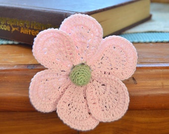 Crochet bookmark handmade pink magnolia flower for book lovers, crochet gift