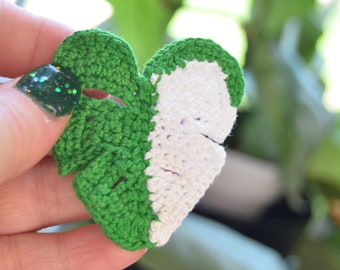 Crochet bookmark monstera leaf variegated handmade houseplant for book lovers, crochet gift
