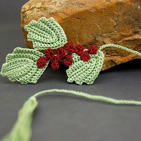 A Holly Branch Bookmark, in Crochet 30Percent Off SALE