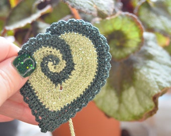 Handmade Crochet bookmark begonia escargot houseplant book lovers gift plant enthusiasts booklovers