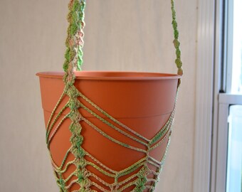 Crochet Plant Hanger multicolor painted hanging planter holder