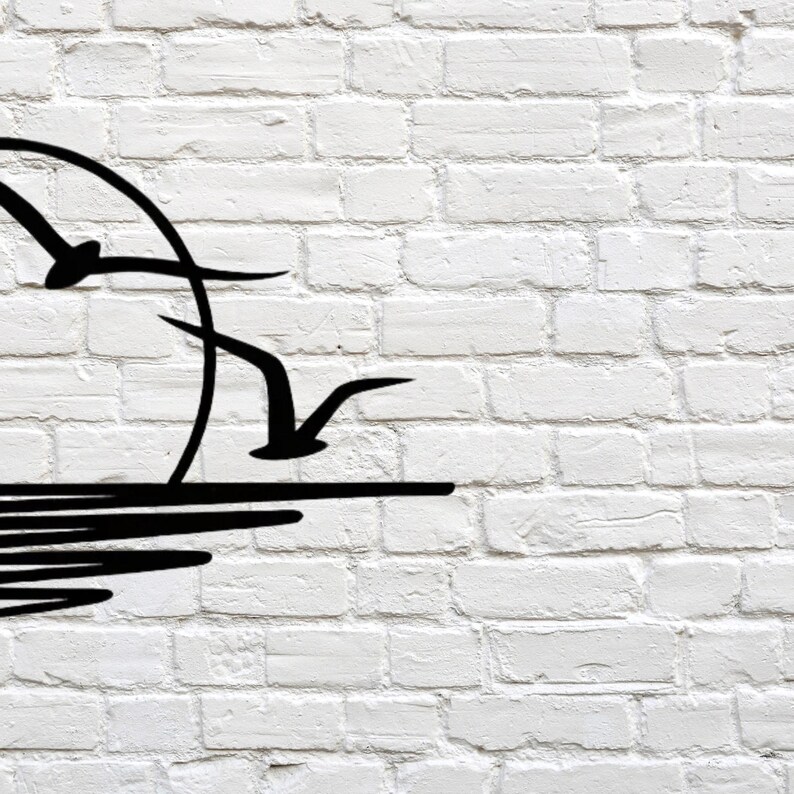 Elegant Black Metal Wall Art for Living Room Sunrise Theme Decor