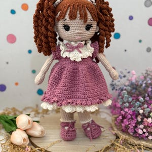 Crochet doll Lily – handmade soft toy, cotton amigurumi doll, gift for girls, 32 cm