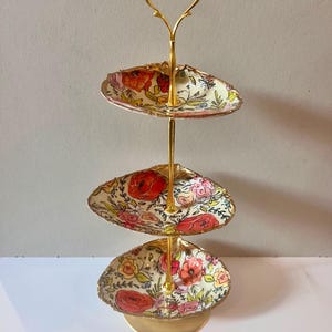 Handmade Coastal Shell Jewelry Tray | 3-Tiered Trinket Stand | Vanity Organizer Gift for Her | Beach Cottage Home Decor
