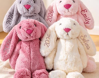 Personalized Bunny Plush Doll, Custom Name Embroidered, Soft Nursery Toy (Baby Girl Gift) Nursery Decor