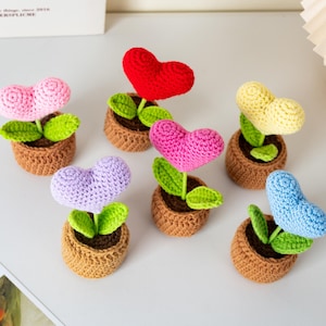 Mini vaso di fiori a forma di cuore eterno, intrecciato a mano, decorazione per la festa dell'insegnante, regalo per la classe per il ritorno a scuola, vaso di fiori all'uncinetto