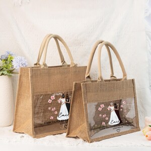 Bolsa de boda personalizada, bolsas de regalo de arpillera DIY, regalo de yute personalizado para dama de honor, regalos para el Día de la Madre, regalos para la propuesta de dama de honor, regalos para niñas