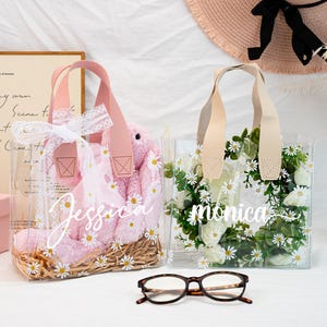 Benutzerdefinierte Blumenmädchen Vorschlag Geschenktasche,Gänseblümchen Geschenktasche mit Band,Gänseblümchen Tasche für Blumenmädchen,Brautjungfern Geschenk,Blumenmädchen Geschenk,Hochzeitsgeschenktasche