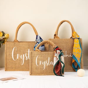 Personalized Burlap Tote Bag,Beach Tote Bag with Scarf,Burlap Bag with Scarf,Monogram Beach Tote Bag,Bridesmaid Gifts,Bachelorette Party Bag