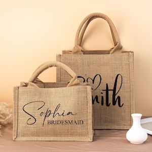 Personalisierte Jute-Tasche, Jute-Tasche, Jute-Tasche, Jute-Tasche, Jute-Strandtasche, Junggesellinnenabschied-Geschenk, Brautjungfer Geschenke