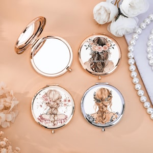 Personalized Compact Mirror with Name,Bridesmaid Proposal Gift for Her,Engraved Pocket Mirror,Birthday Gift,Custom Name Gift, Hen Party Gift
