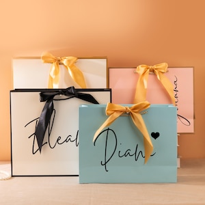 Personalisierte Geschenkbeutel, Geburtstagsgeschenkbeutel, Geschenkbeutel für besondere Anlässe, Hochzeitsgeschenkbeutel, Brautjungfer Geschenkbeutel, Farbband-Seil Geschenkbeutel