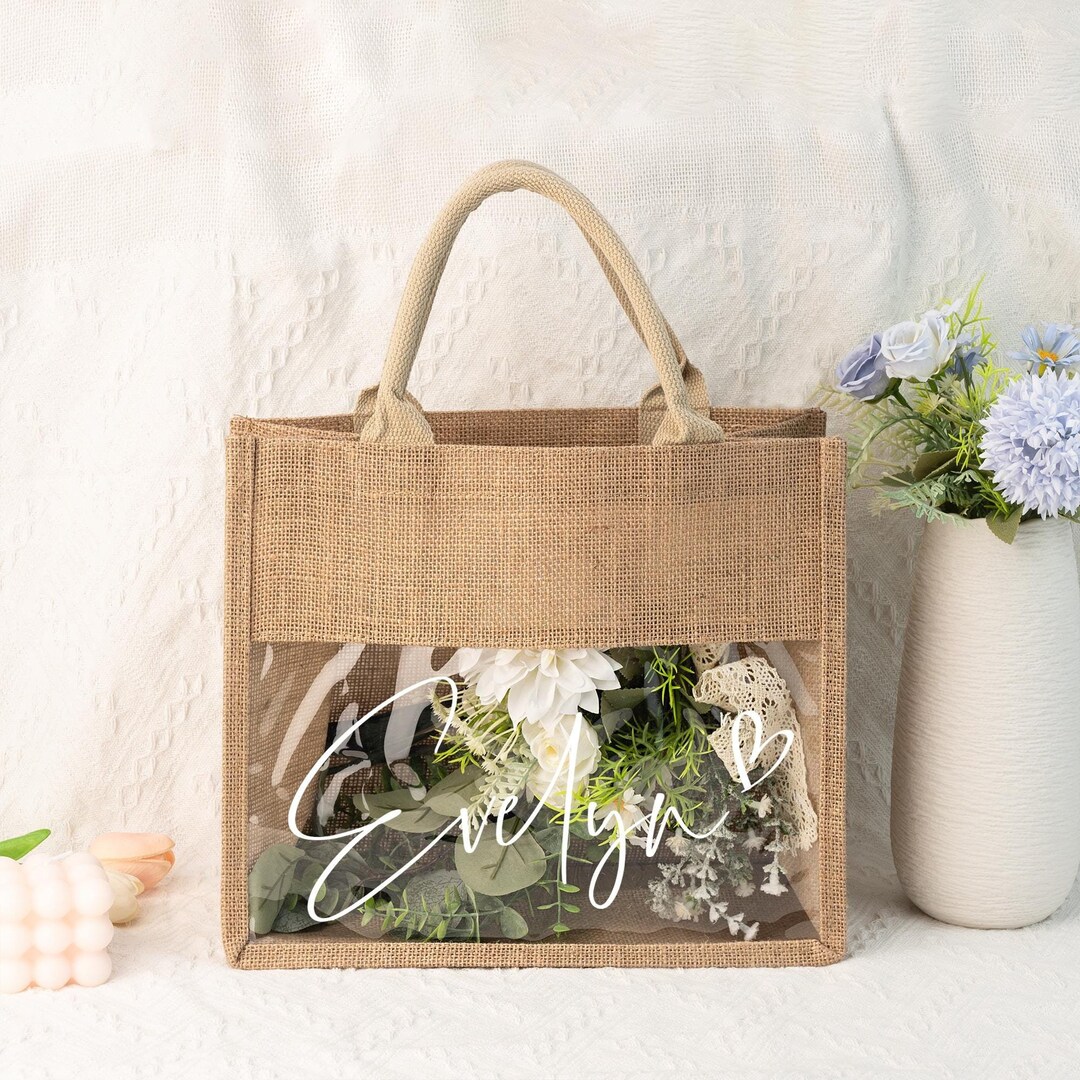 Personalized Burlap Tote Bag, Custom Burlap Bag With Name, Jute Tote ...