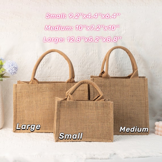 Personalized Birth Flower Burlap Tote Bag,Custom Floral Name Burlap Bag for Her,Bachelorette Party Bag,Bridesmaid Tote Bag,Bridesmaid Gifts