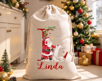Large Baby's First Christmas Santa Sack | Personalised Custom Name Xmas Gift Bag | Baby 1st Christmas Keepsake, Holiday Gift, Xmas Gift Sack