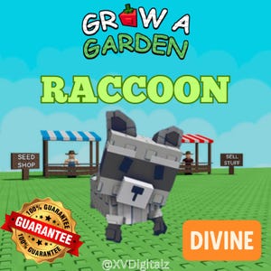Roblox Grow A Garden - Raccoon- (Divine) 1 piece Fast Delivery